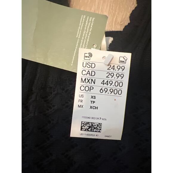 NWT H&M Black Crochet Tank Festival Summer Extra Small XS Polyester - Picture 3 of 4
